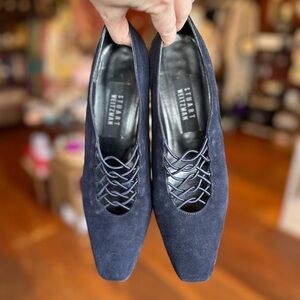 Vintage 90s Navy Suede Pumps 8.5 Narrow